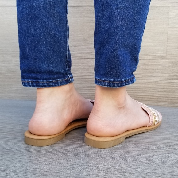 Pink Fabric Jeweled  Accents Sandal Sliders-C - Picture 7 of 7